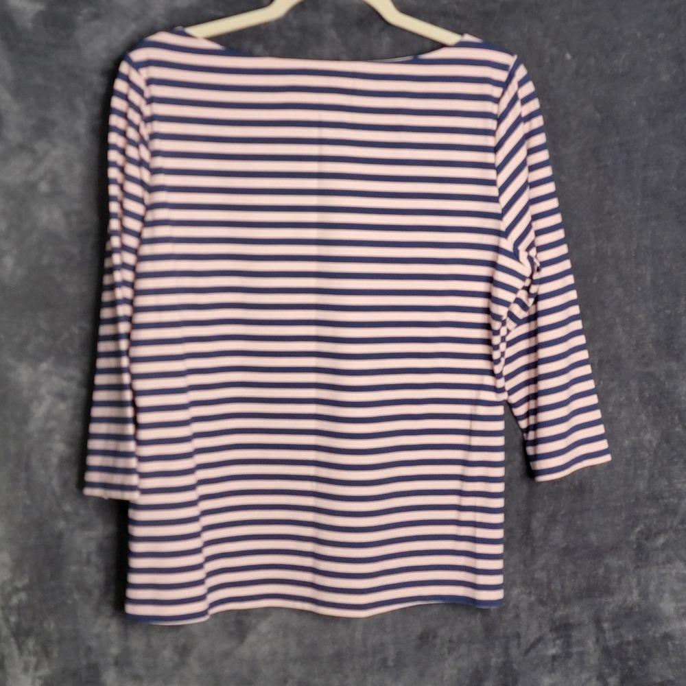 J.McLaughlin Striped Top XL Pink Blue Boat Neck Catalina Cloth Nautical Preppy - Picture 4 of 9